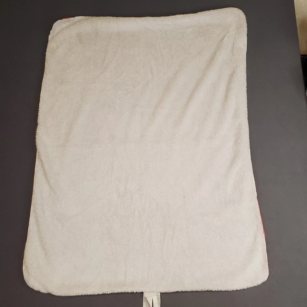 Mini‎ B Salmon Coral Pink Minky Baby Blanket Jungle Zoo Animals Baby Girl EUC